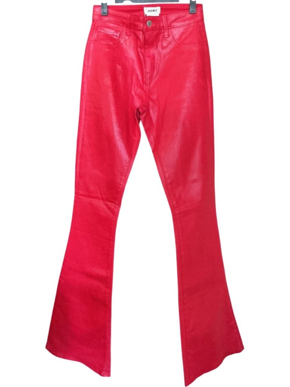 L'AGENCE Marty Coated Flare Jeans Tango Red High Rise Denim Size 26 New - Picture 9 of 14